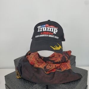 Trump 2024 Embroidered Signature Make America Great Again Rope Cap Black Hat NEW